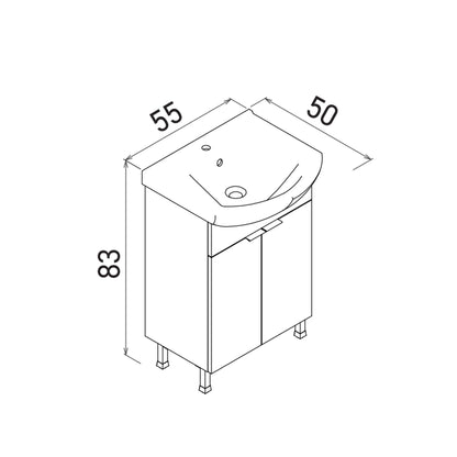 Έπιπλο Μπάνιου με Νιπτήρα σε χρώμα Λευκό, 785PNC1275.