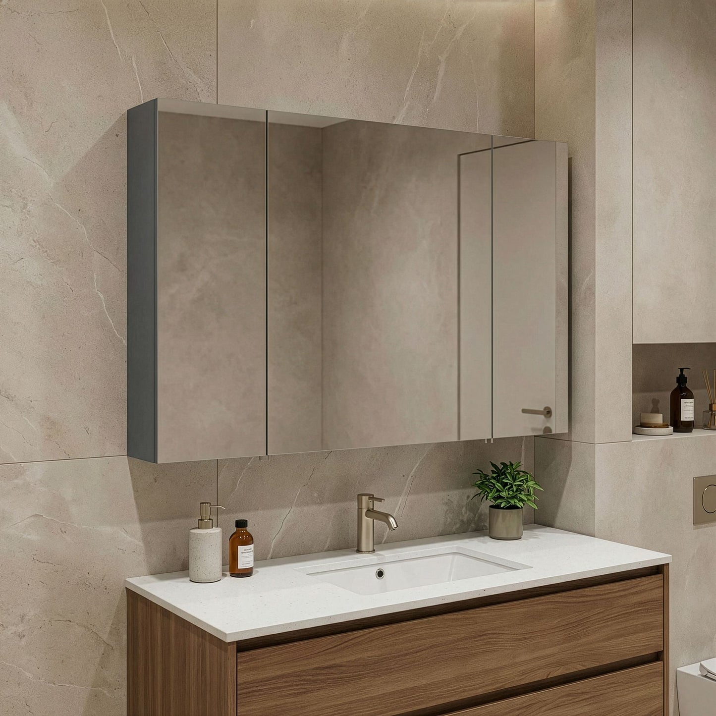 Ντουλάπι Καθρέφτης Μπάνιου 97x66x16 εκ. Matte Anthracite | 785PNC1288