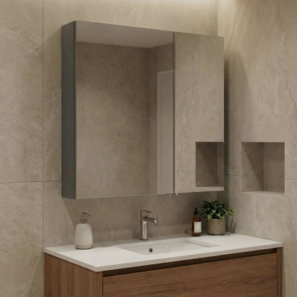 Ντουλάπι Καθρέφτης Μπάνιου 60x66x16 εκ. Matte Anthracite | 785PNC1298