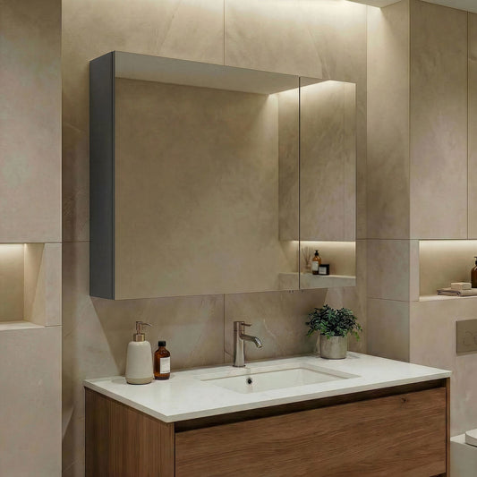 Ντουλάπι Καθρέφτης Μπάνιου 75x66x16 εκ. Matte Anthracite | 785PNC1303