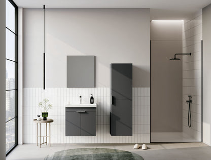 Σετ Επίπλου Μπάνιου με Νιπτήρα & Καθρέφτη (2 Τεμάχια) σε χρώμα Ματ Ανθρακί, 785PNC1550.
