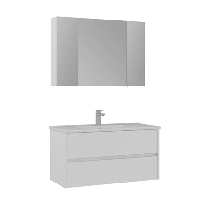 Σετ Επίπλου Μπάνιου με Νιπτήρα & Καθρέφτη (2 Τεμάχια) σε χρώμα Ματ Λευκό, 785PNC1748.