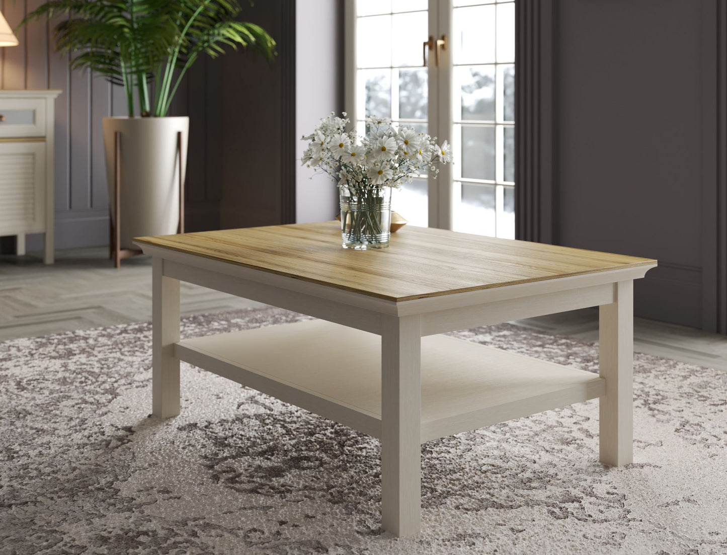 Τραπεζάκι Σαλονιού Κρεμ - Δρυς - Γκρι 100,2 x 70,2 x 43,6 εκ GR787CDL1912