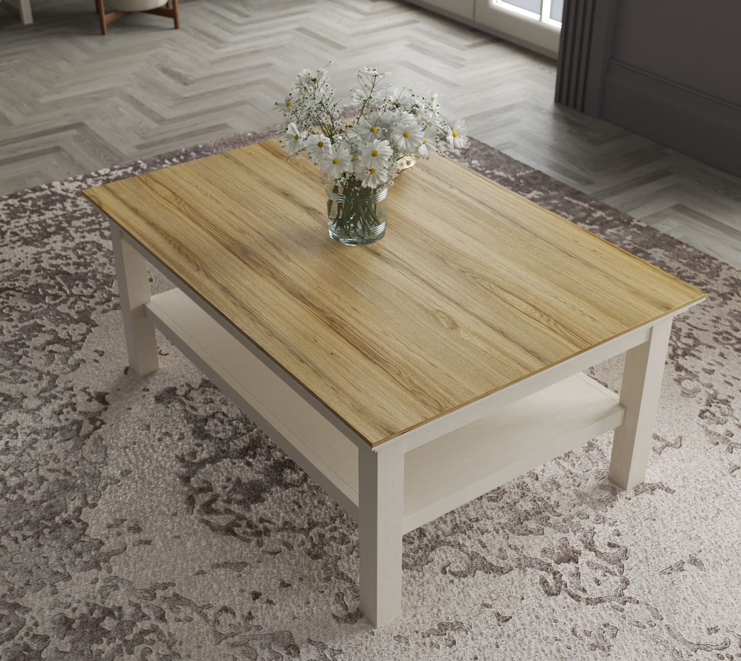 Τραπεζάκι Σαλονιού Κρεμ - Δρυς - Γκρι 100,2 x 70,2 x 43,6 εκ GR787CDL1912