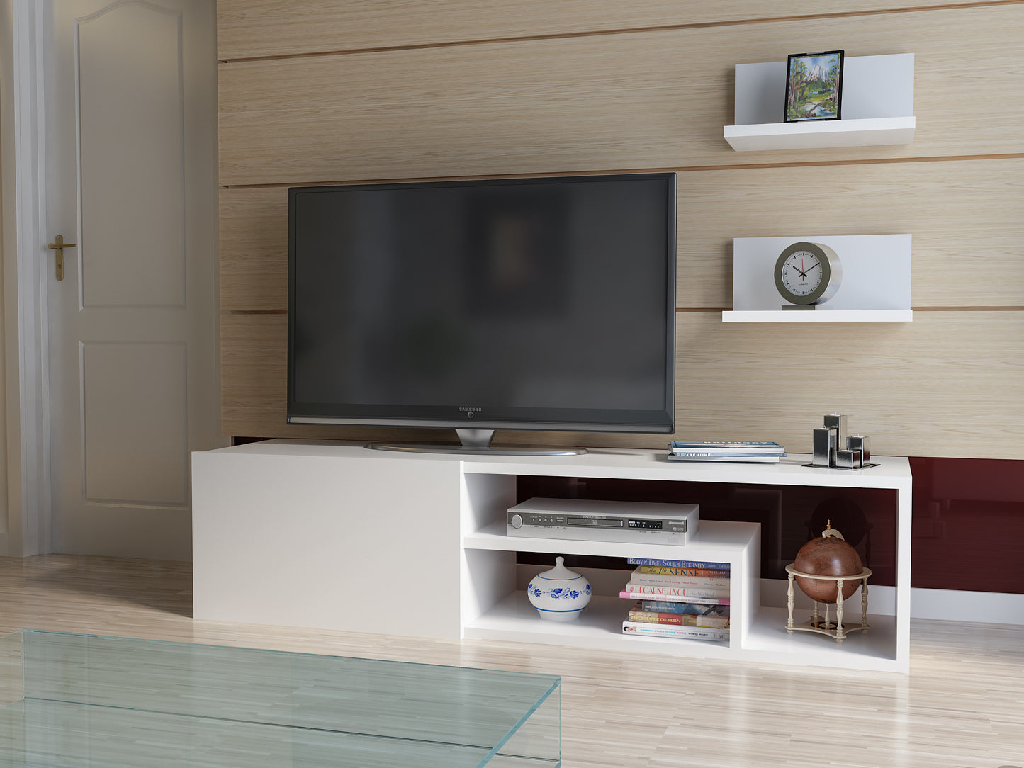 Έπιπλο Τηλεόρασης TV Βάση Σύνθεση Λευκό | 788DEC3021