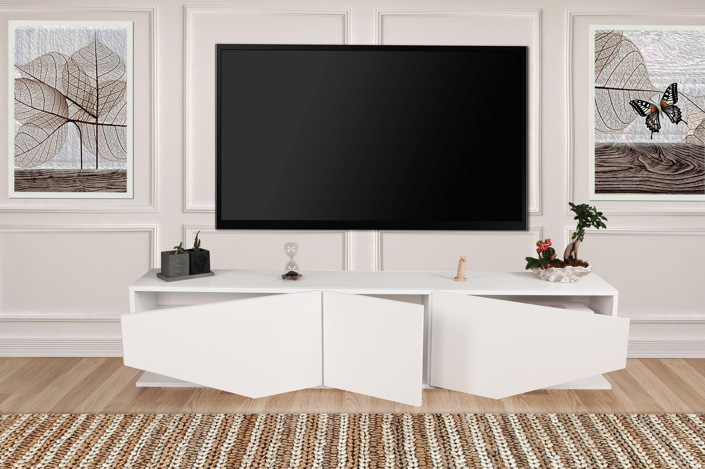 Έπιπλο Τηλεόρασης TV Βάση Σύνθεση Λευκό | 788DEC3055