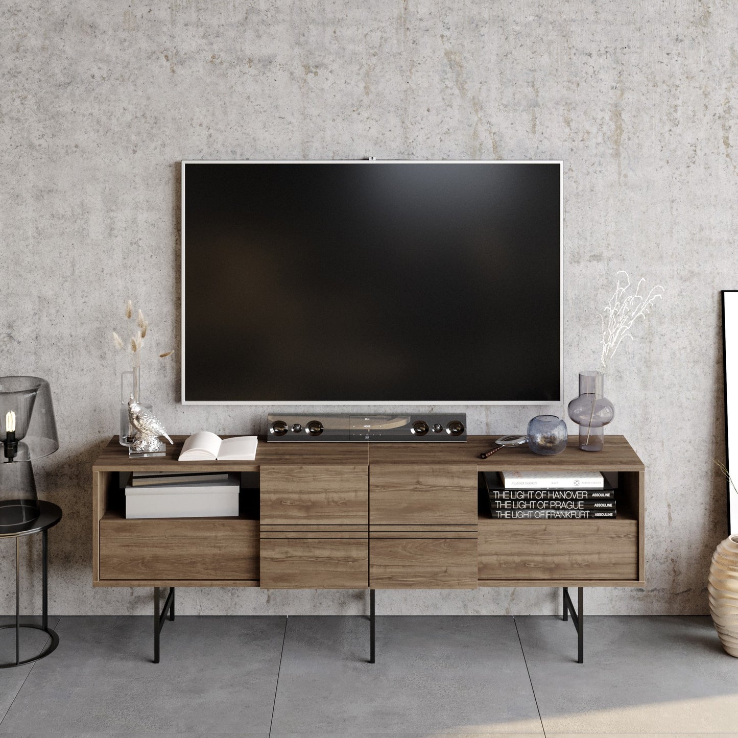 Έπιπλο Τηλεόρασης TV Βάση Σύνθεση Καρυδί Μαύρο | 788DEC4010