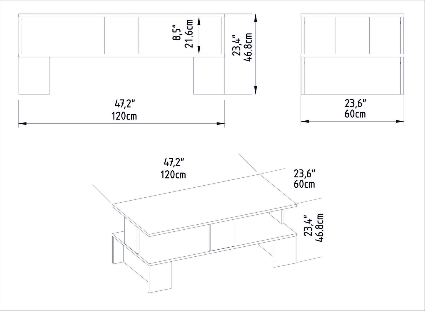 Τραπεζάκι Σαλονιού Cordoba 120 x 60 x 46,8 εκ GR788DEC4021