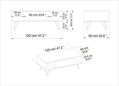 Τραπεζάκι Σαλονιού Καρυδί - Λευκό 120 x 60 x 45,6 εκ GR788DEC4031