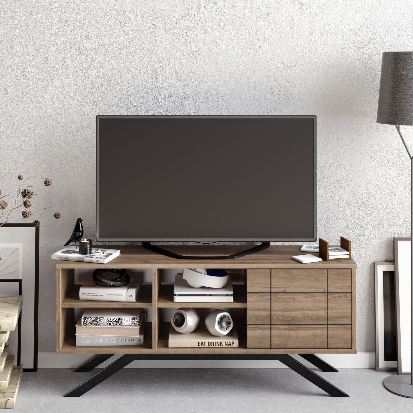 Έπιπλο Τηλεόρασης TV Βάση Σύνθεση Μαύρο Καρυδί | 788DEC4036
