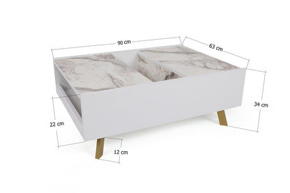 Τραπεζάκι Σαλονιού Λευκό 90 x 34 x 63 εκ GR788DEC4053