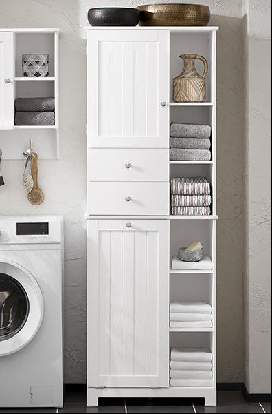 Ψηλό Ντουλάπι Μπάνιου με καλάθι για άπλυτα με Συρτάρια και Ράφια 60 x 171 x 37 εκ B0-CC227H9F