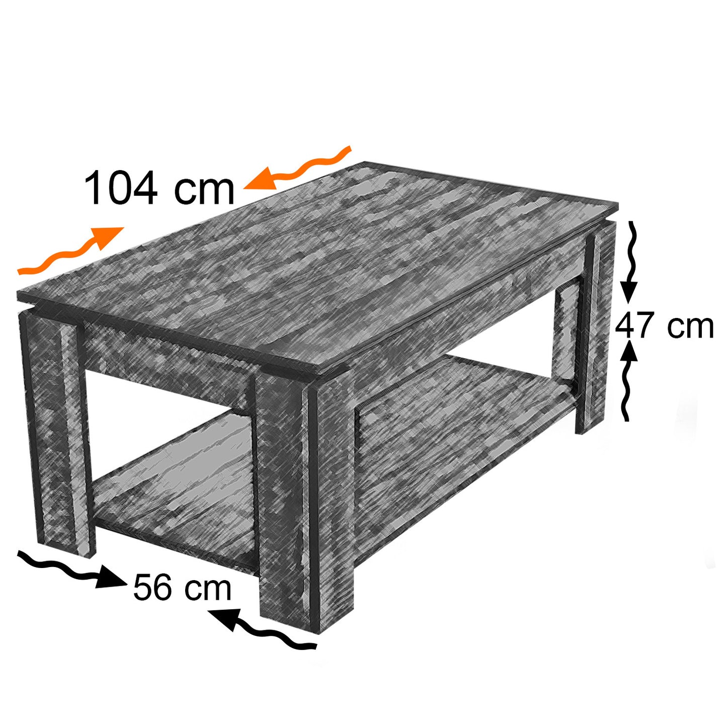 Τραπεζάκι Σαλονιού Light Δρυς 104 x 56 x 47 εκ GR801CMY2818