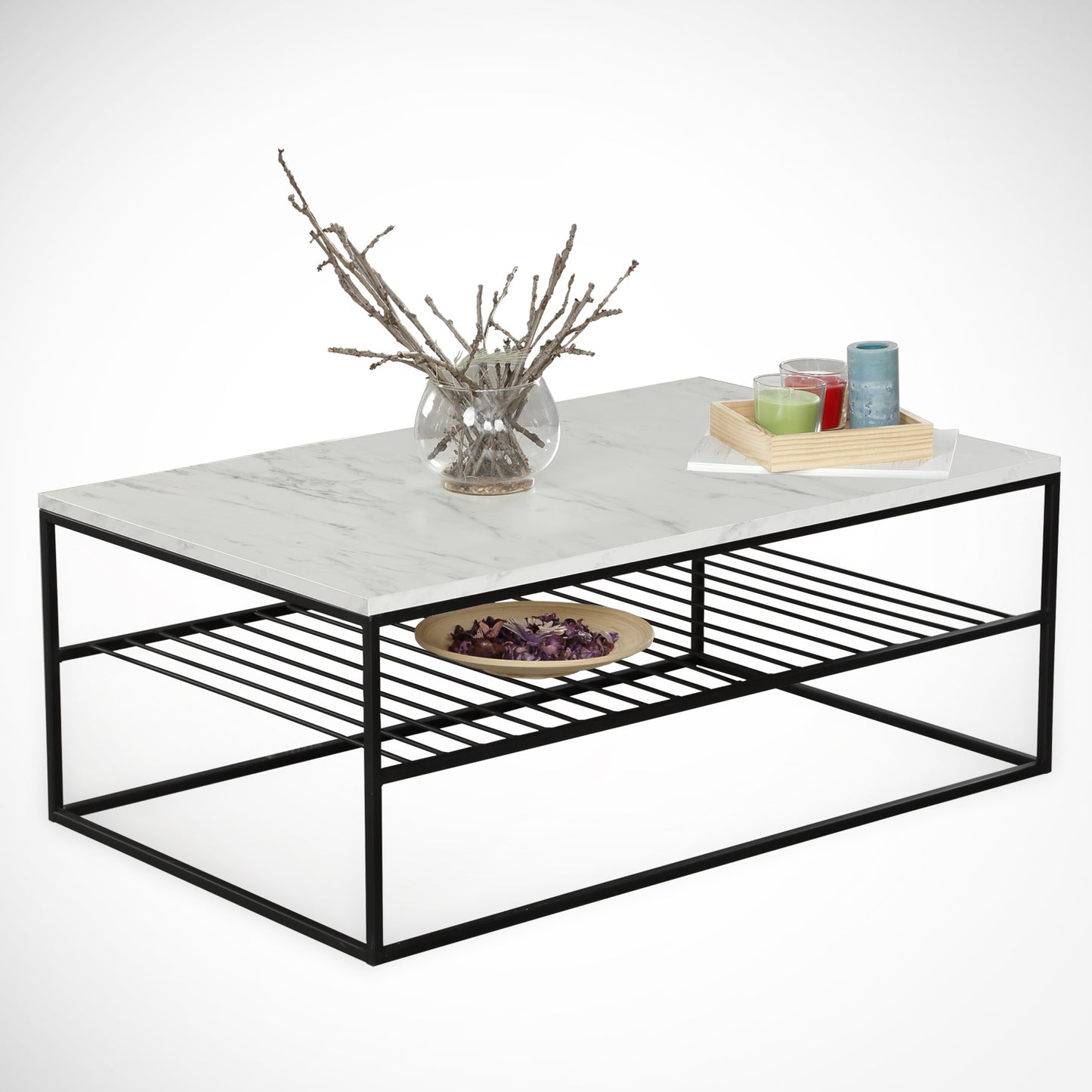 Τραπεζάκι Σαλονιού Λευκό - Μαύρο 95 x 55 x 43 εκ GR801CMY2839