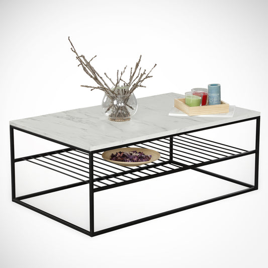 Τραπεζάκι Σαλονιού Λευκό - Μαύρο 95 x 55 x 43 εκ GR801CMY2839