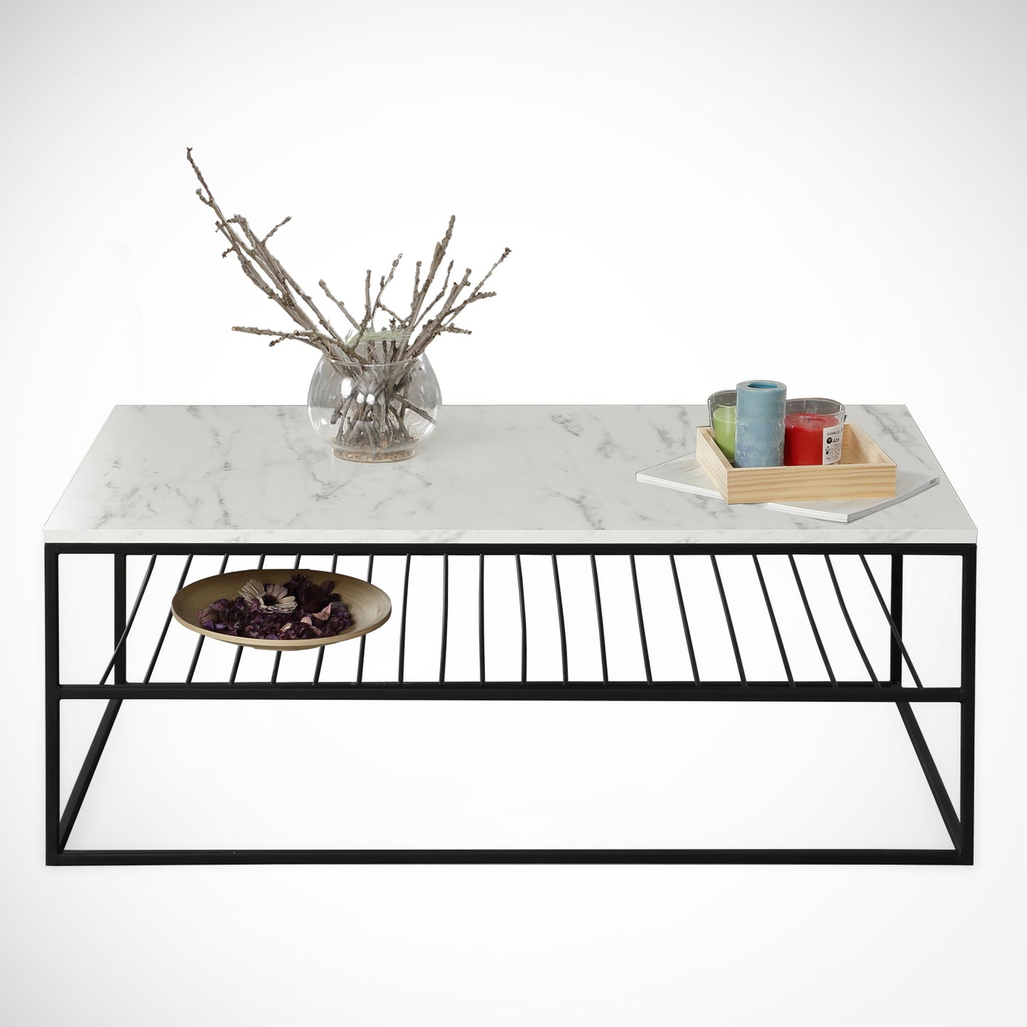 Τραπεζάκι Σαλονιού Λευκό - Μαύρο 95 x 55 x 43 εκ GR801CMY2839