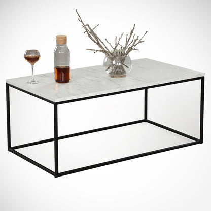 Τραπεζάκι Σαλονιού Λευκό - Μαύρο 95 x 55 x 43 εκ GR801CMY2860
