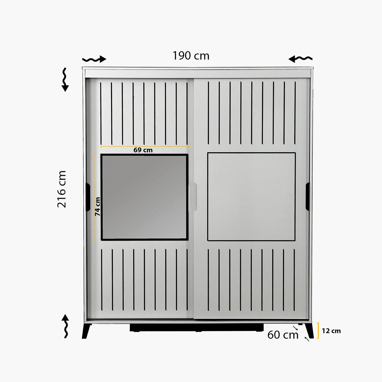Ντουλάπα 190x216x60 εκ Λευκό 801CMY3410