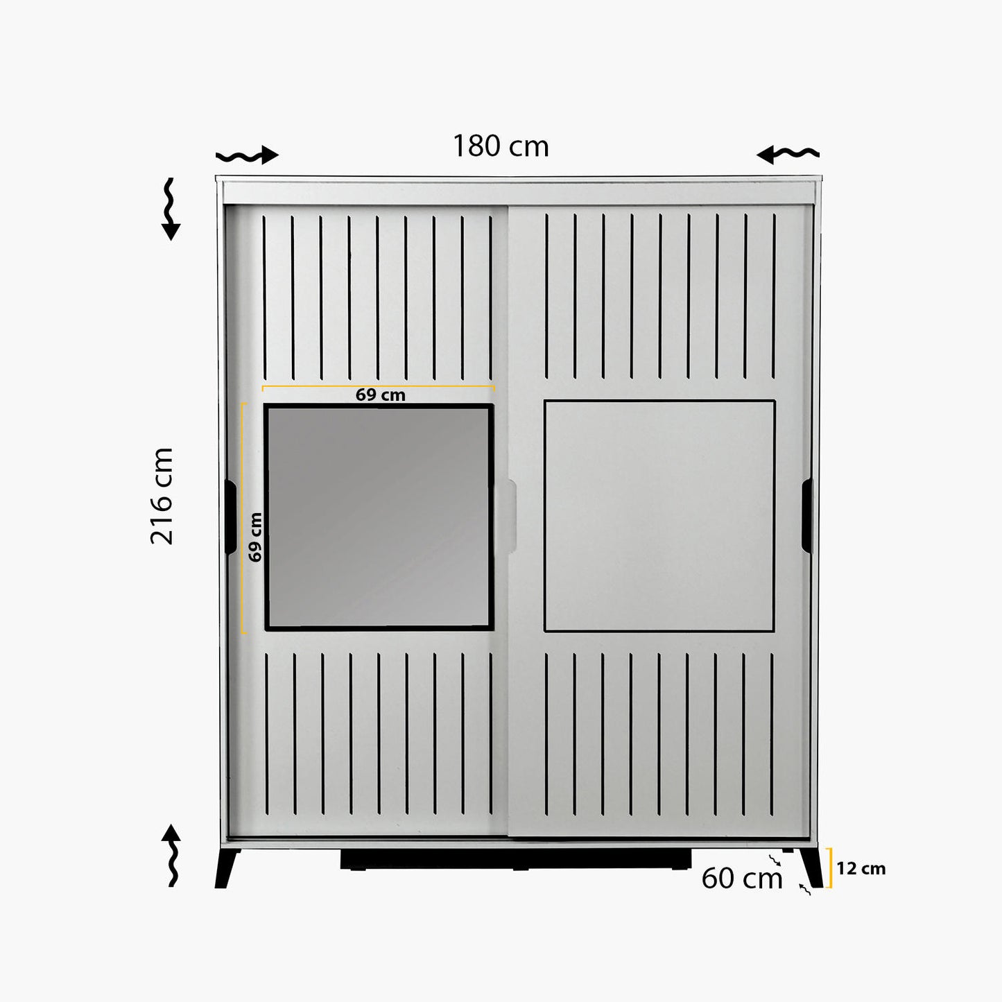 Ντουλάπα 180x216x60 εκ Λευκό 801CMY3411