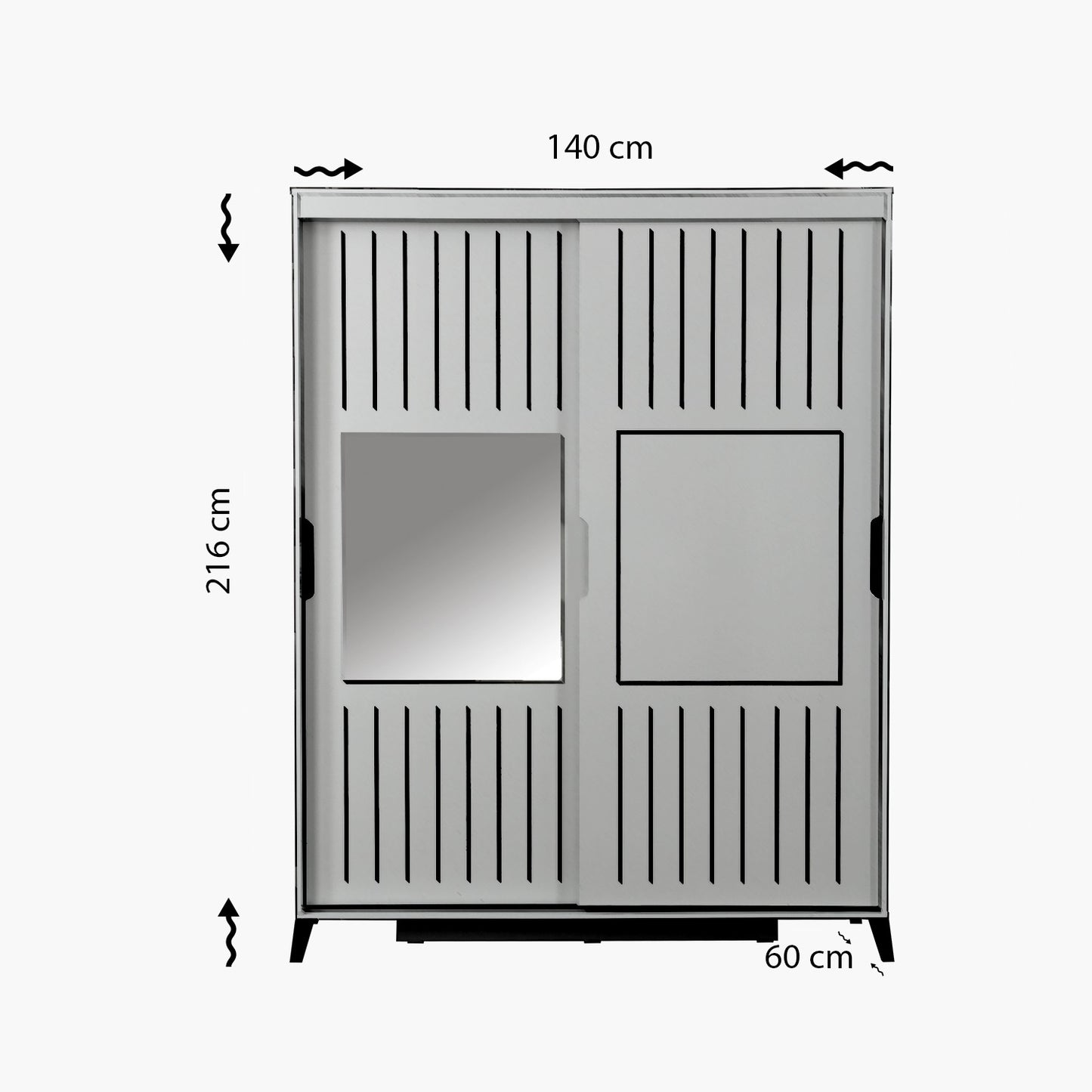 Ντουλάπα 140x216x60 εκ Λευκό 801CMY3415