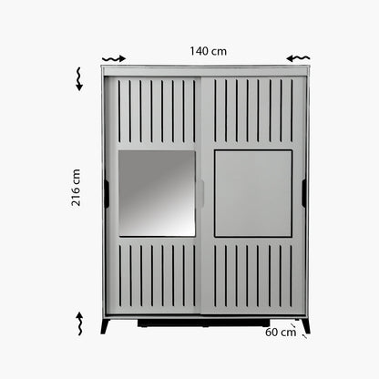 Ντουλάπα 140x216x60 εκ Λευκό 801CMY3415