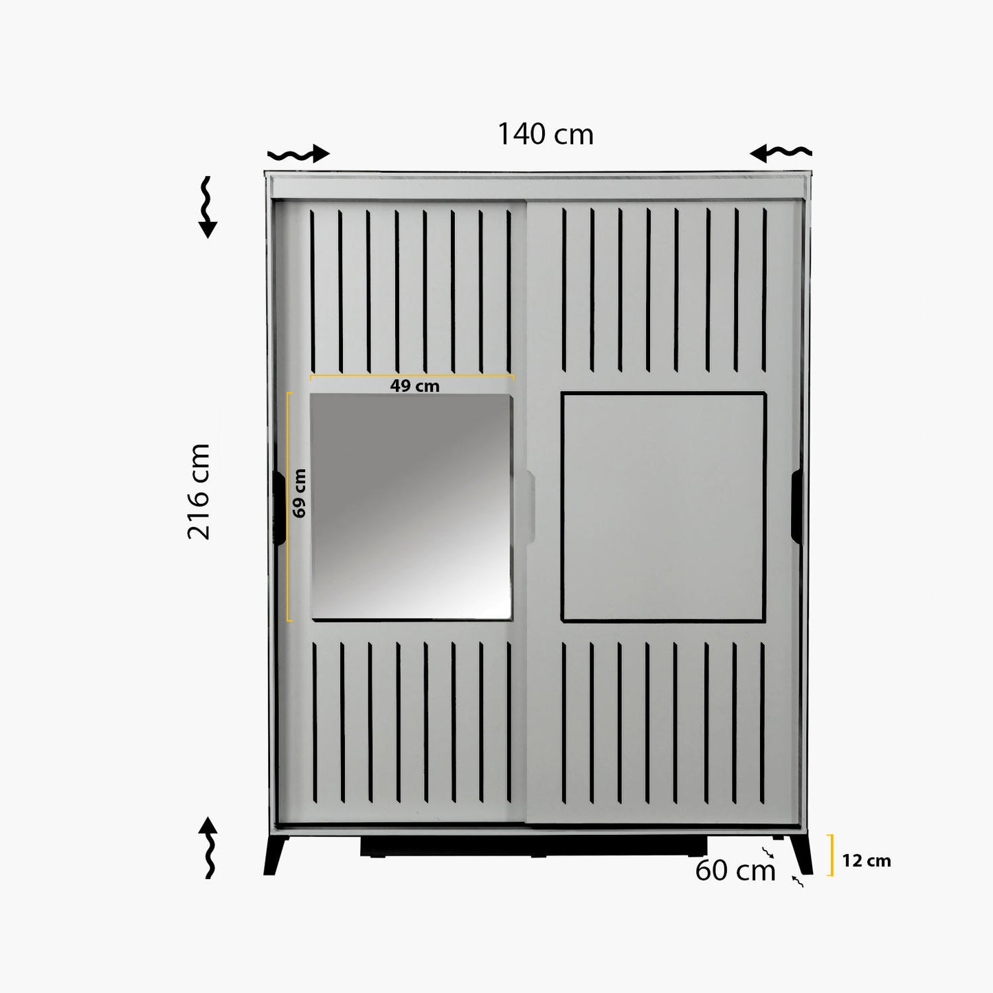 Ντουλάπα 140x216x60 εκ Λευκό 801CMY3415