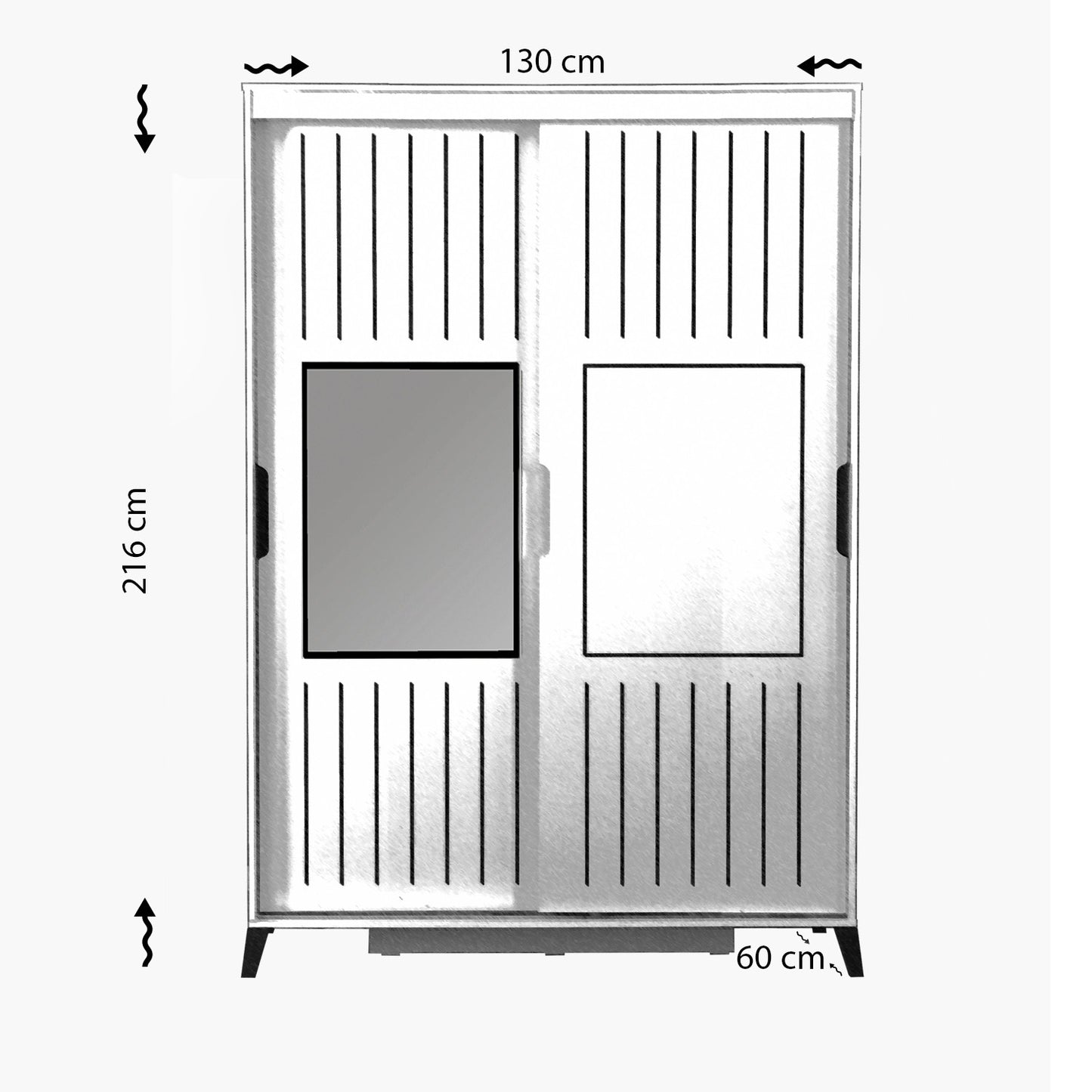 Ντουλάπα 130x216x60 εκ Δρυς 801CMY3432