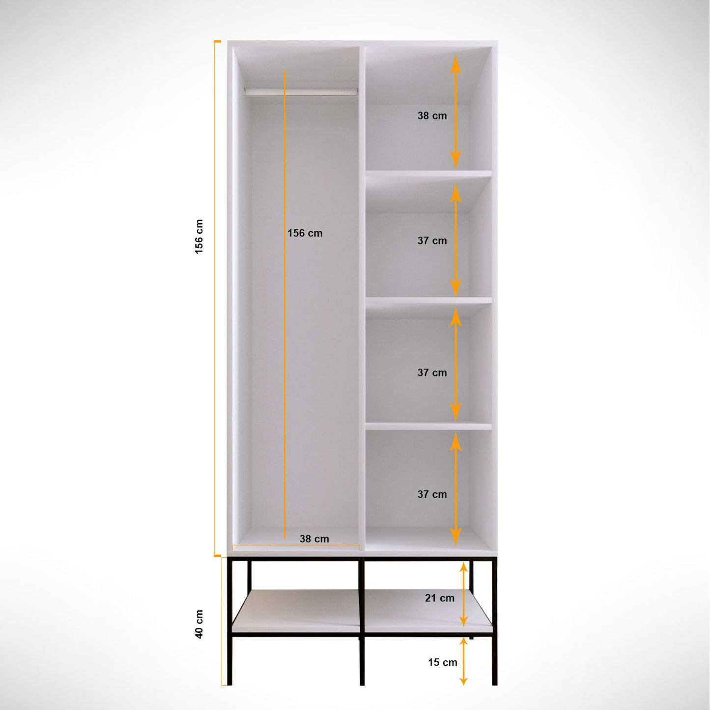 Ντουλάπα 84x200x50 εκ Λευκό 801CMY3435