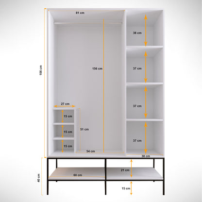 Ντουλάπα 126x200x50 εκ Λευκό 801CMY3436