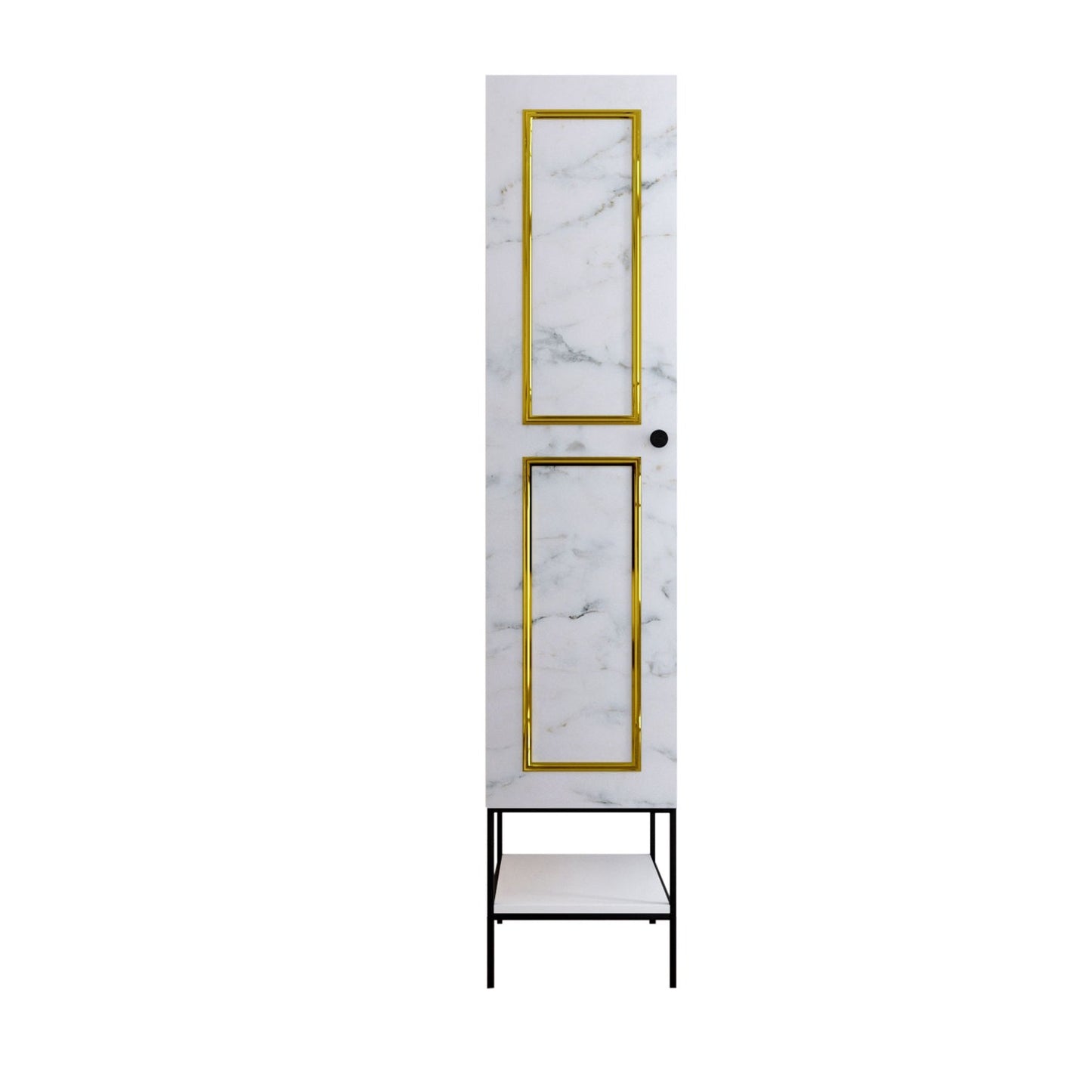 Ντουλάπα 42x200x50 εκ White Black Gold 801CMY3437