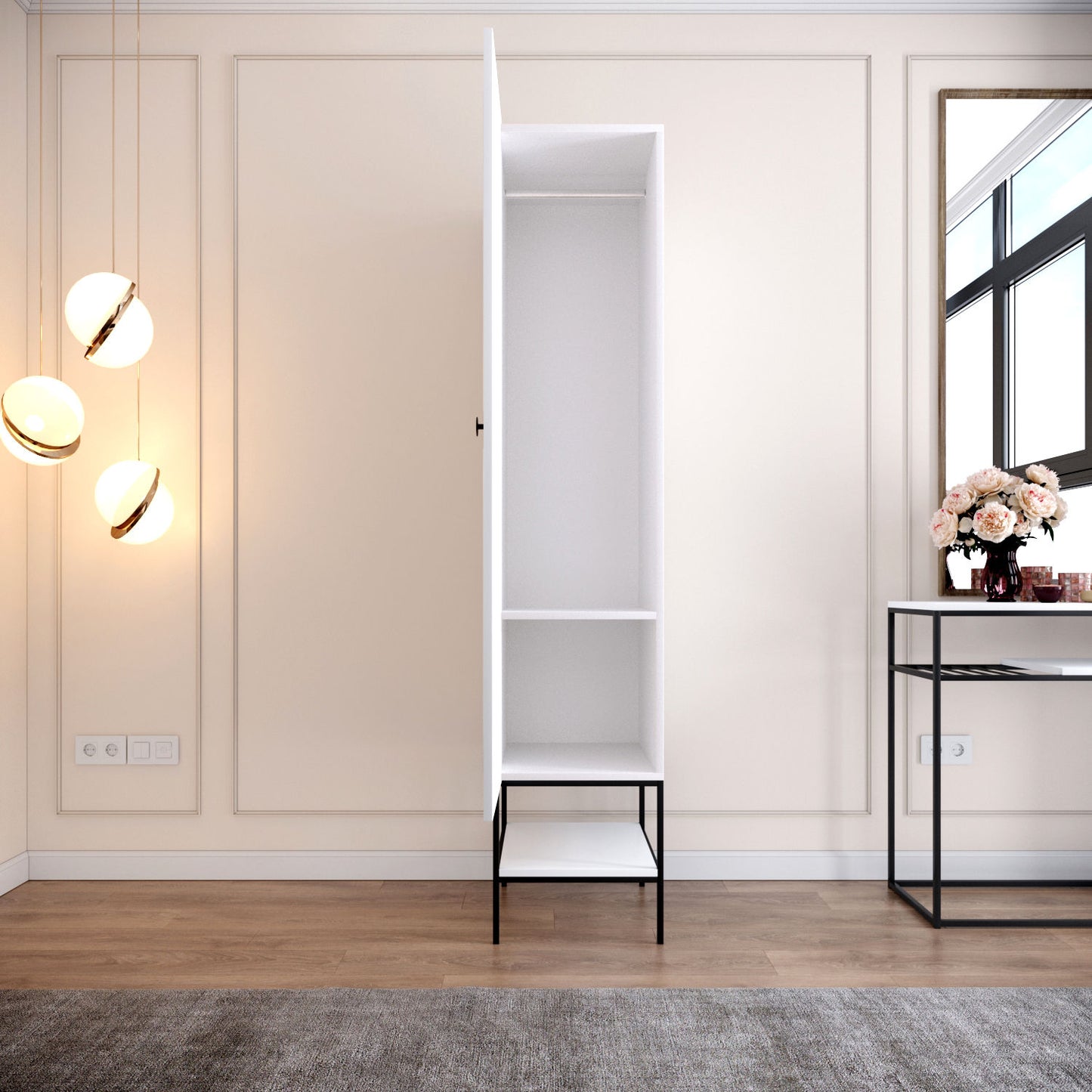 Ντουλάπα 42x200x50 εκ White Black Gold 801CMY3437