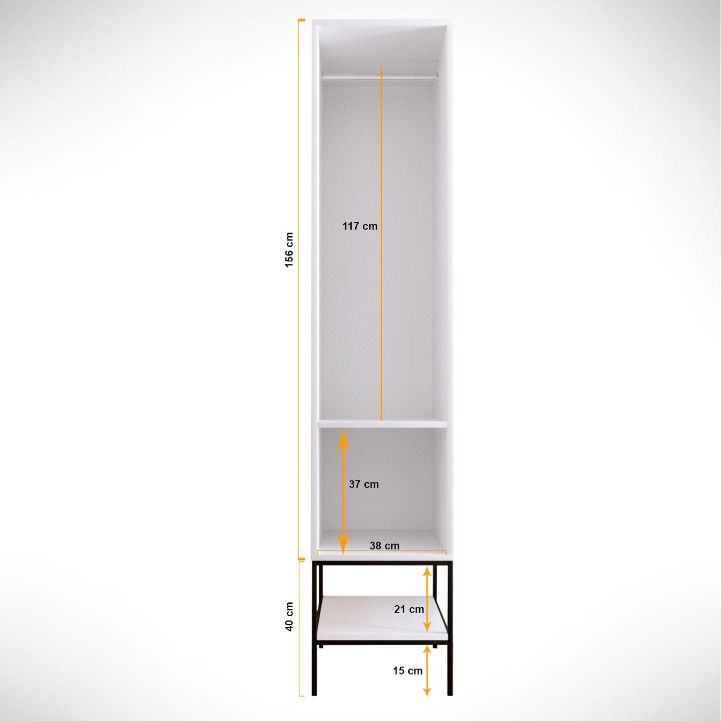 Ντουλάπα 42x200x50 εκ White Black Gold 801CMY3437