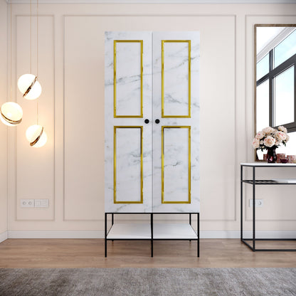 Ντουλάπα 84x200x50 εκ White Black Gold 801CMY3438