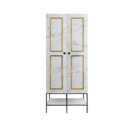 Ντουλάπα 84x200x50 εκ White Black Gold 801CMY3438