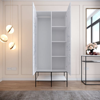 Ντουλάπα 84x200x50 εκ White Black Gold 801CMY3438