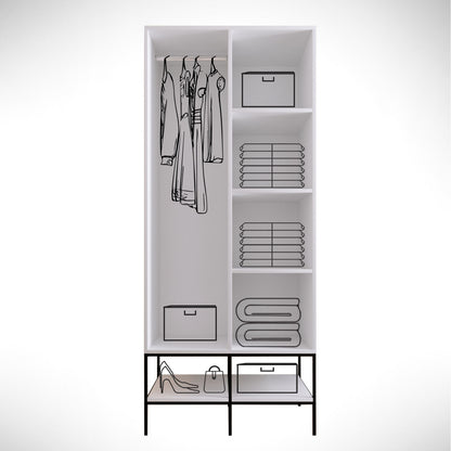 Ντουλάπα 84x200x50 εκ White Black Gold 801CMY3438