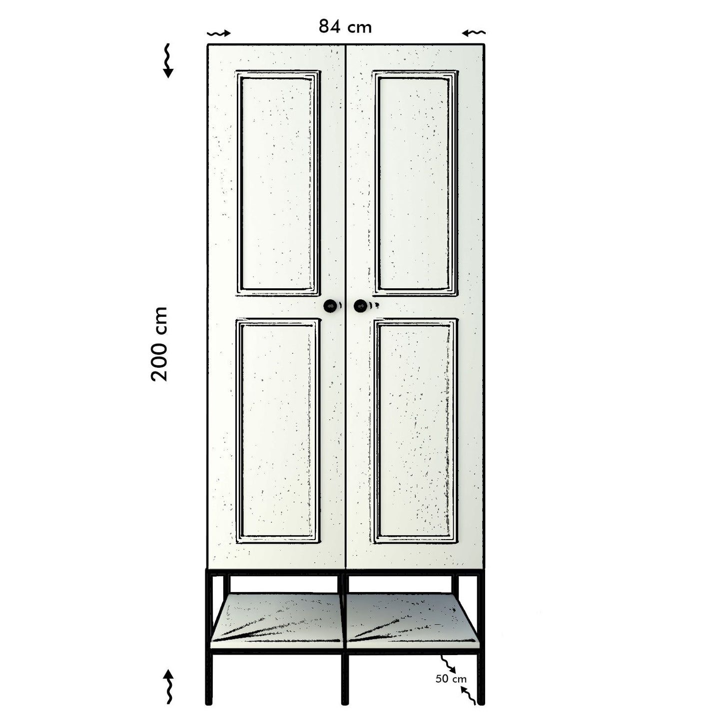 Ντουλάπα 84x200x50 εκ White Black Gold 801CMY3438