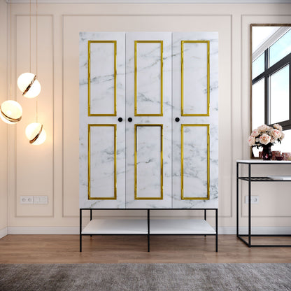 Ντουλάπα 126x200x50 εκ White Black Gold 801CMY3439