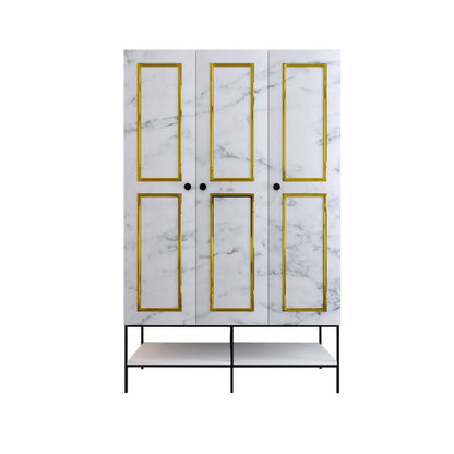 Ντουλάπα 126x200x50 εκ White Black Gold 801CMY3439