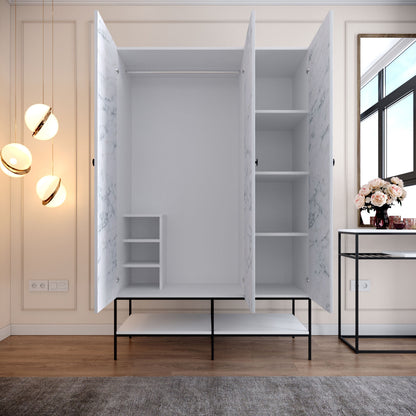 Ντουλάπα 126x200x50 εκ White Black Gold 801CMY3439