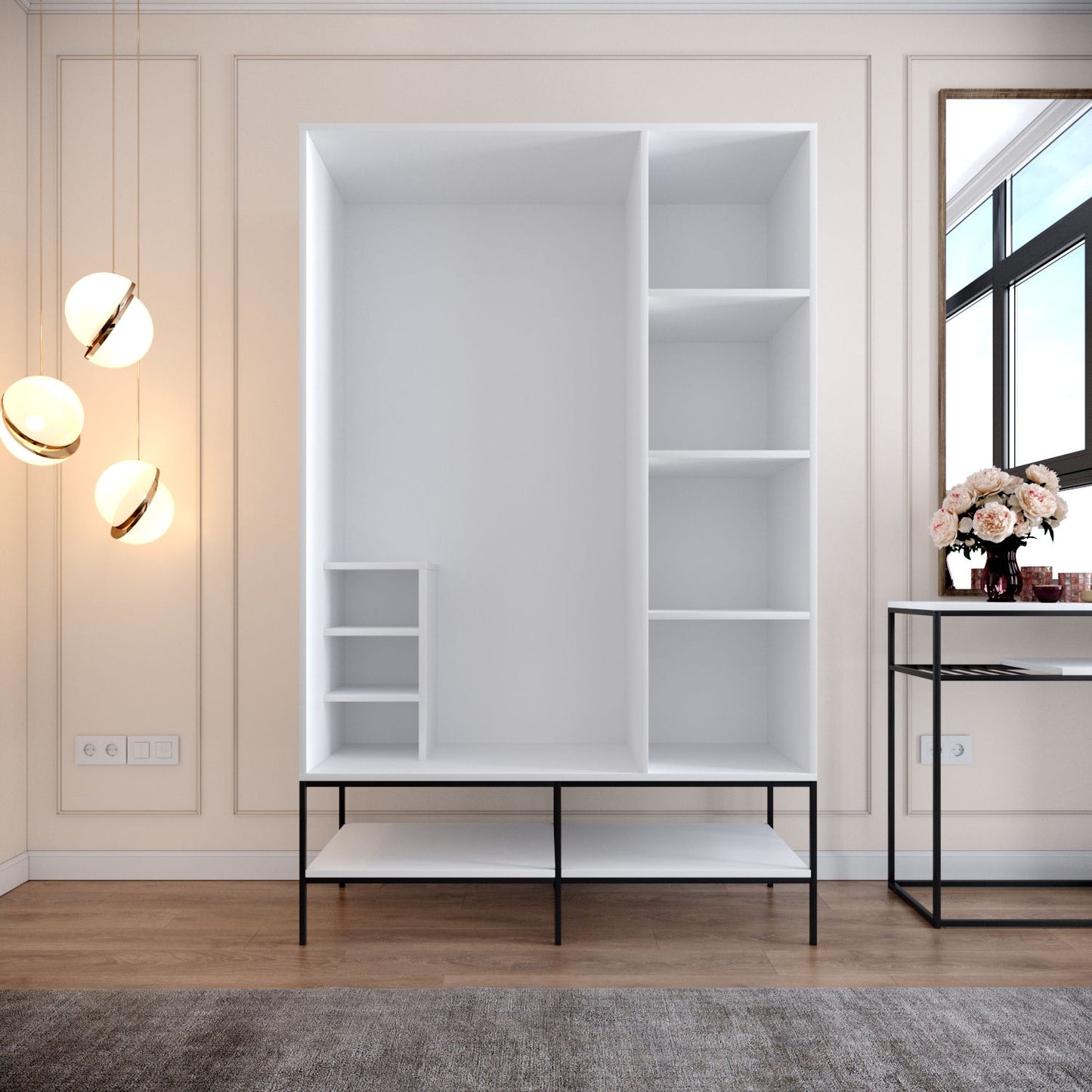 Ντουλάπα 126x200x50 εκ White Black Gold 801CMY3439