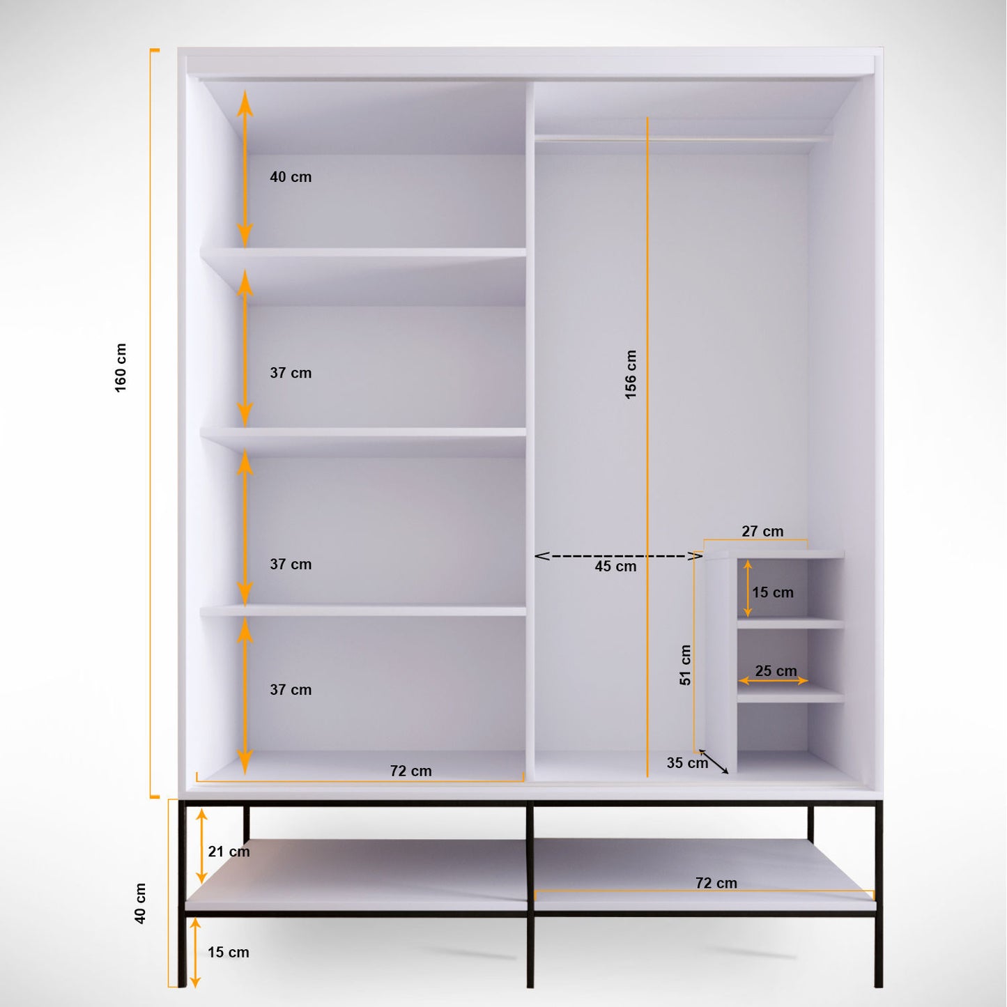 Ντουλάπα 150x200x57 εκ Λευκό 801CMY3441