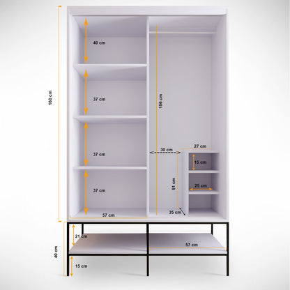 Ντουλάπα 120x200x57 εκ White Black Gold 801CMY3443