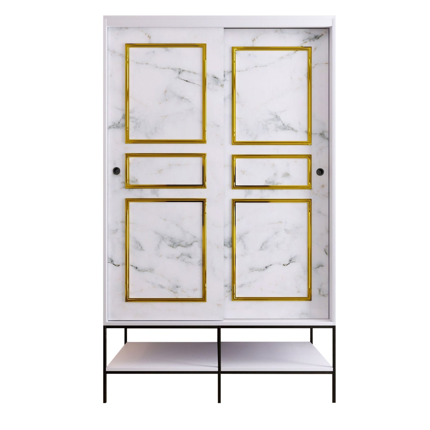 Ντουλάπα 120x200x57 εκ White Black Gold 801CMY3443