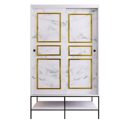 Ντουλάπα 120x200x57 εκ White Black Gold 801CMY3443