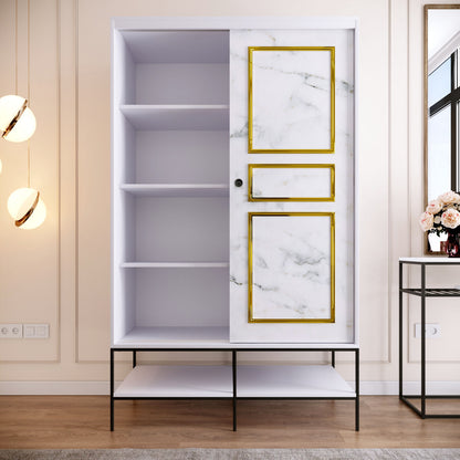 Ντουλάπα 120x200x57 εκ White Black Gold 801CMY3443