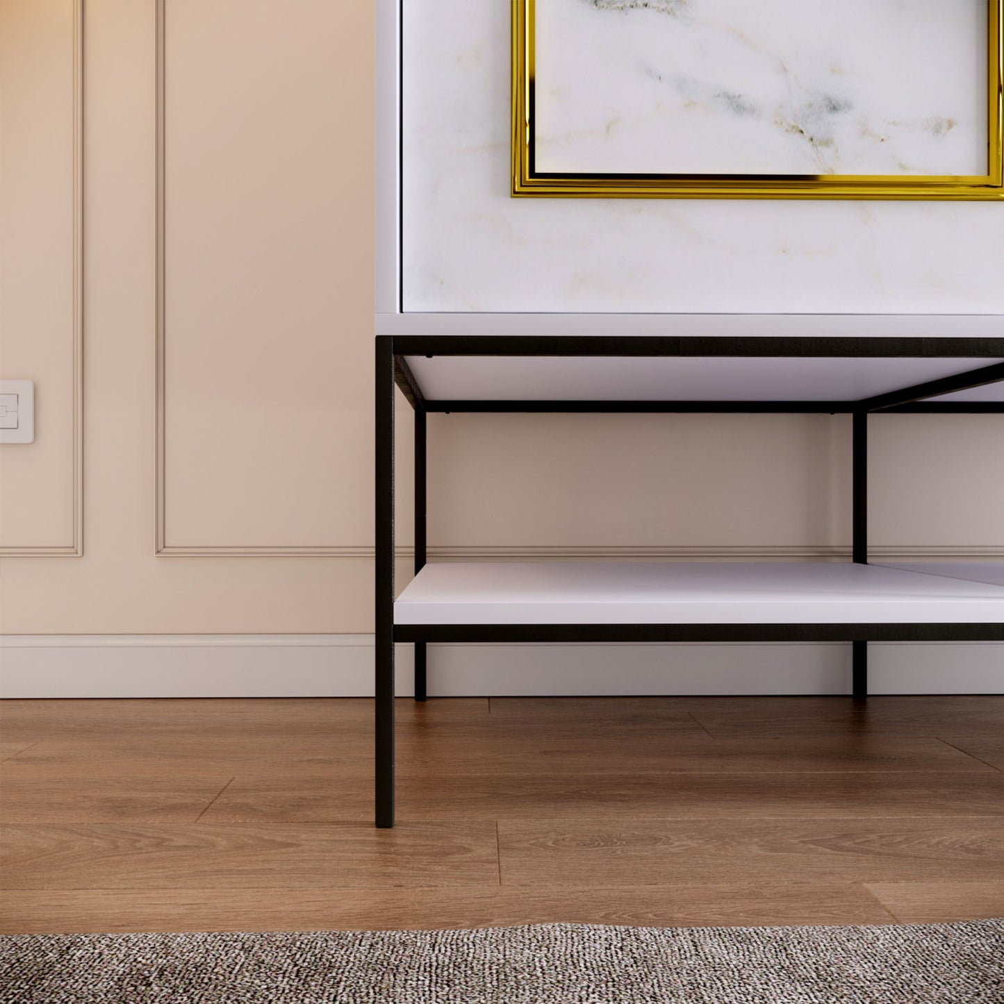 Ντουλάπα 120x200x57 εκ White Black Gold 801CMY3443