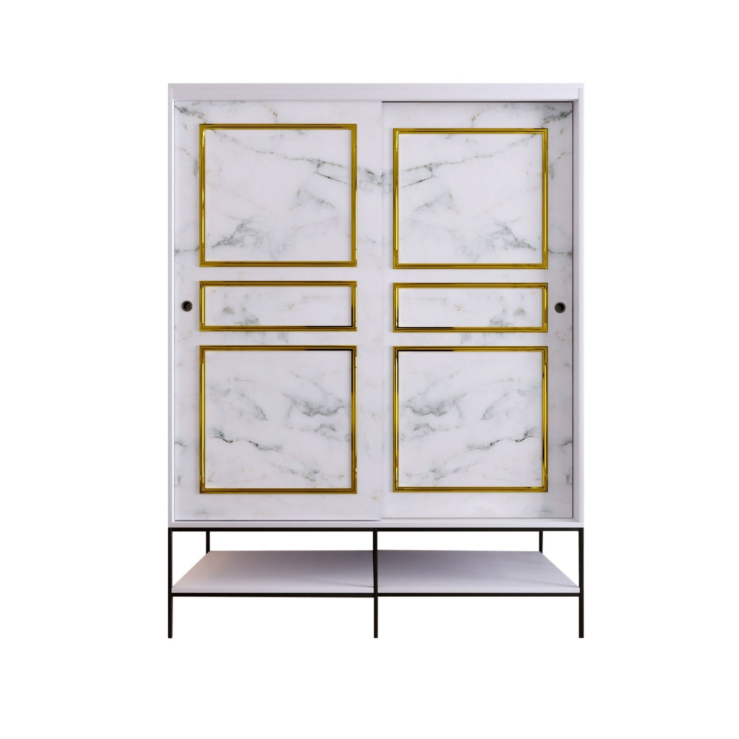 Ντουλάπα 150x200x57 εκ White Black Gold 801CMY3444
