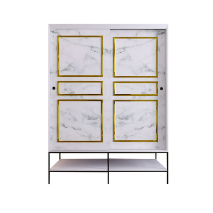 Ντουλάπα 150x200x57 εκ White Black Gold 801CMY3444