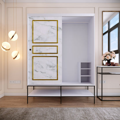 Ντουλάπα 150x200x57 εκ White Black Gold 801CMY3444